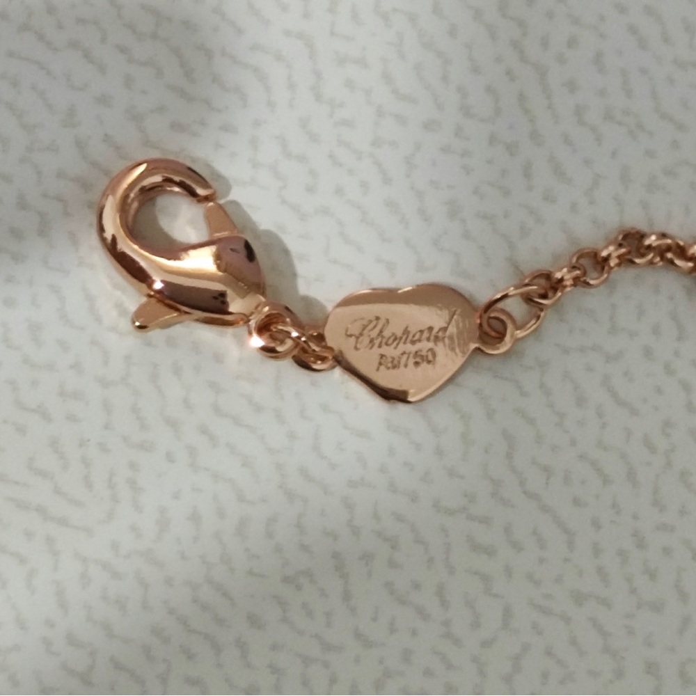 Chopard Rose Gold Chain Bracelet with Red Heart Pendant - Picture 5 of 12